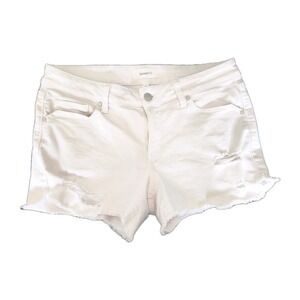 Level 99 Shorts Women 29 White Denim 4-Pocket Distressed Adelynn Stitchfit